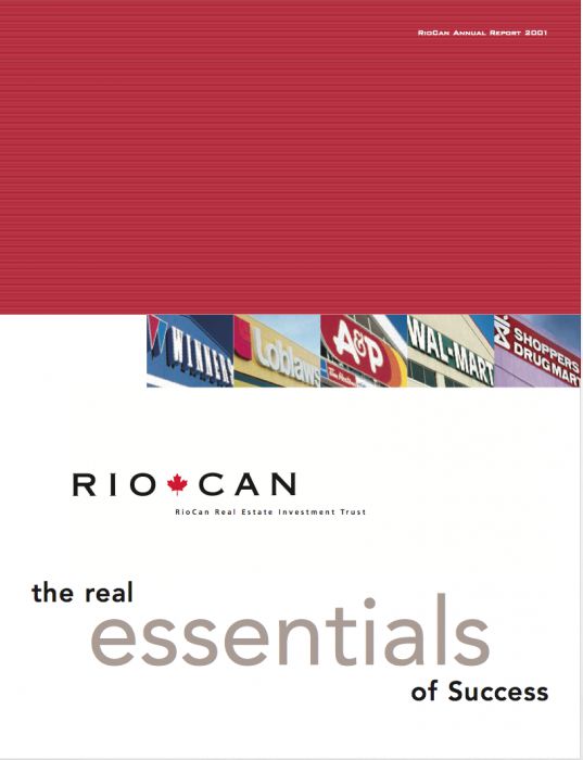 Riocan Annual Report Cover 2001